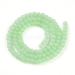 ジェイド風ガラスビーズ連売り  ラウンド  薄緑  4~4.5mm  穴：0.7mm  約101~102個/連  14.96~15.16''（38~38.5センチメートル）&nbsp;GLAA-T032-J4mm-03