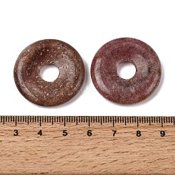 天然イチゴクォーツペンダント  ドーナツ/円盤チャーム  30x6mm  穴：8mm&nbsp;G-A320-01A-06