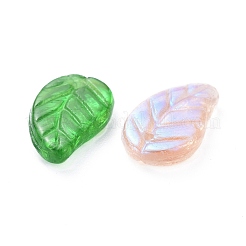 チェコのランプワークペンダント  abカラーメッキ/ゴールドインレイカラー  葉  ミックスカラー  15x9~9.5x3mm  穴：1mm  約237個〜243個/袋&nbsp;LAMP-D180-13