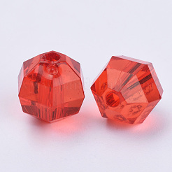 透明なアクリルビーズ  多面カット  ラウンド  レッド  8x7mm  穴：1.5mm  約1920個/500g&nbsp;TACR-Q256-8mm-V12
