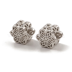 合金ヨーロピアンビーズ  大穴ビーズ  花  プラチナ  12x10.5x8mm  穴：5mm&nbsp;PALLOY-I218-05P