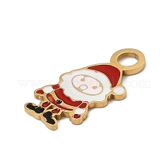 クリスマス 304 ステンレススチール エナメルペンダント  カドミウムフリー＆鉛フリー  サンタクロース  16x7.5x0.8mm  穴：2.4mm&nbsp;STAS-I356-02G-01