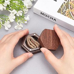 ブラックウォールナットの箱  フリップカバー  磁気バックル付き  六角  ココナッツブラウン  5.7x5x2.6cm&nbsp;CON-WH0076-35