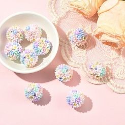 手作りの光るポリマー粘土ラインストーンファンシービーズ5個  ペンフォーカルビーズ  アクリルデイジーの花付き  ミックスカラー  20~21mm  穴：2mm&nbsp;CLAY-YW0002-51