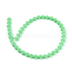 合成サンゴビーズ連売り  染め  クロス  ターコイズ  7.5~8.5x8~9x3~3.5mm  穴：1mm  約40個/連  12.5インチ〜12.7インチ（31.8~32.3cm）&nbsp;CORA-L044-A06