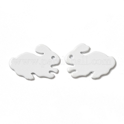 スプレー塗装された201ステンレススチールチャーム  うさぎチャーム  ホワイト  11x16x0.5mm  穴：1mm&nbsp;LS-STAS-I672-12A