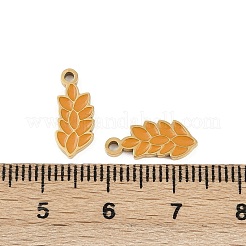 野菜 304 ステンレススチール エナメルチャーム  イオンプレーティング（ip）  ゴールドカラー  小麦  14.5x6x1.5mm  穴：1.4mm&nbsp;STAS-C137-02F-G