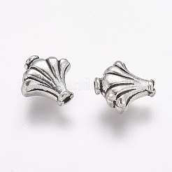 チベット風合金ビーズ  カドミウムフリー＆ニッケルフリー＆鉛フリー  アンティークシルバー  シェル  9x10x4mm  穴：1mm&nbsp;X-TIBEB-6751-AS-NR