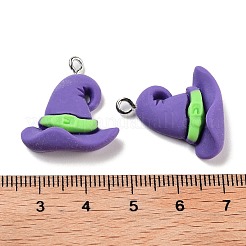 ハロウィーンのテーマの不透明樹脂ペンダント  ハロウィンチャーム  魔女の帽子  23x21x7mm  穴：2mm&nbsp;RESI-N039-85