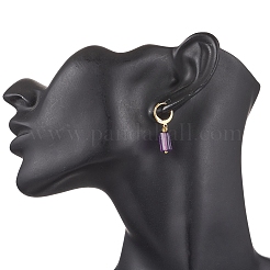 304ステンレススチール製天然石ミックスフレンチフックピアス3組  コラム  ゴールドカラー  28~29x6mm&nbsp;EJEW-JE06527-02