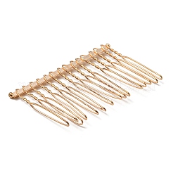 鉄のヘアコームパーツ  ライトゴールド  36~37.5x55~58x3~4.5mm&nbsp;MAK-K021-03B-KCG