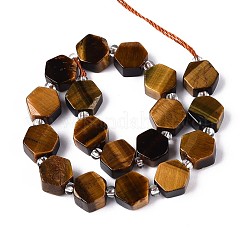 天然石タイガーアイビーズ連売り  六角  シードビーズで  8~10x8~10x4~5mm  穴：0.9~1mm  約34~38個/連  15.35~15.94''（39~40.5センチメートル）&nbsp;G-P534-A21-02
