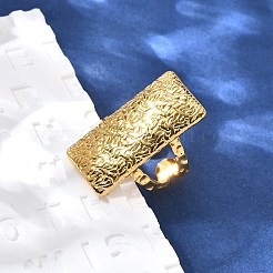 女性用304ステンレススチールオープンカフリング  18KGP本金メッキ  長方形  30x14.5mm  内径: 調節可能&nbsp;RJEW-A053-06G-04