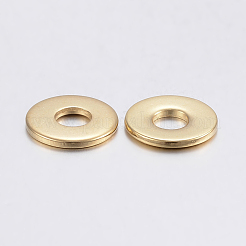 304ステンレススチールスペーサービーズ  ドーナツ  ゴールドカラー  8.5x1.5mm  穴：3.5mm&nbsp;STAS-F155-22G