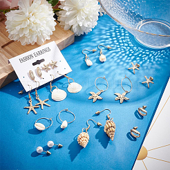 Natural Shell & Conch Drop Earrings Sets&nbsp;EJEW-PH0001-17