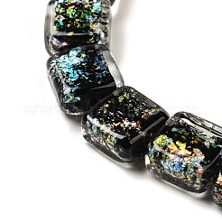 手作りの二色性箔ガラスビーズ連売り  正方形  ブラック  12~12.5x12~12.5x6.5~8mm  穴：1.6mm  約33個/連  16.02''（40.7センチメートル）&nbsp;DICH-U001-07H