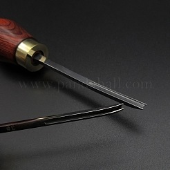 ステンレススチールレザーエッジベベラースカイビング  白檀ハンドル付き  鋭いエッジャー切断面取り工具  DIYレザークラフト用  ブラウン  16cm  ブレード：6mm&nbsp;PURS-PW0003-014B