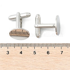 ラックメッキ真鍮のカフボタン  アパレルアクセサリのカフスボタンパーツ  プラチナ  トレイ：15x1mm  24x15mm&nbsp;KK-L151-10P