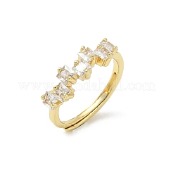 Adjustable Brass Micro Pave Cubic Zirconia Finger Rings&nbsp;RJEW-C163-26B-G