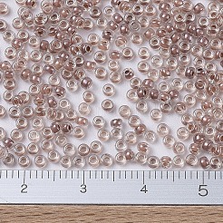MIYUKIラウンドロカイユビーズ  日本製シードビーズ  (rr224) ココアライン入りクリスタル  11/0  2x1.3mm  穴：0.8mm  約1100PCS /ボトル  10 G /ボトル&nbsp;SEED-JP0008-RR0224