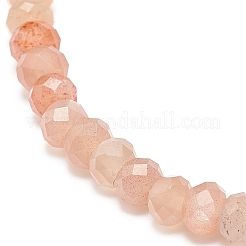女性のための天然サンストーン ロンデル ビーズ ストレッチ ブレスレット  内径：2-1/8インチ（5.5cm）&nbsp;BJEW-JB08956-02