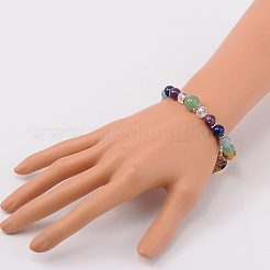 Multi-Color Gemstone Chakra Charm Bracelets&nbsp;BJEW-JB01691-03