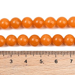 染め加工天然石ホワイトジェイドビーズ連売り  スムーズなラウンド  ダークオレンジ  8mm  穴：0.9~1mm  約48~50個/連  14.96''~15.35''（38~39センチメートル）&nbsp;GG-CBAD029-A08-8mm