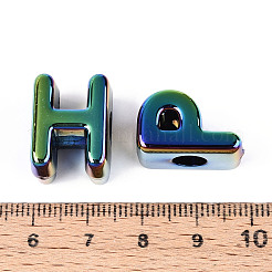 UVメッキ不透明アクリルビーズ  虹色の  文字L  ミックスカラー  19~20x12.5~19x6~13mm  穴：6mm&nbsp;PACR-T017-12M