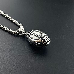 ヴィンテージパンクスタイルのアメリカンフットボール304ステンレススチールペンダントネックレス  アンティークシルバー&nbsp;PU3961