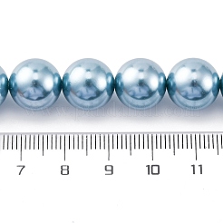 シェルパールビーズ連売り  ラウンド  空色  12.5mm  穴：0.9mm  約33個/連  15.79''（40.1センチメートル）&nbsp;BSHE-K015-12mm-02