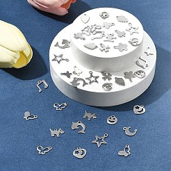 64Pcs 16 Styles Anti-Tarnish 201 Stainless Steel Charms&nbsp;STAS-FS0001-63
