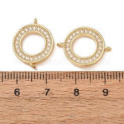 Brass Micro Pave Clear Cubic Zirconia Connector Charms&nbsp;CU-CBA4579-11G