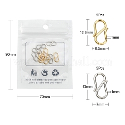 10個 2色 304ステンレススチールSフック留め金  ミックスカラー  7~12.5x6.5~13x1mm  穴：3~3.5mm  5個/カラー&nbsp;STAS-YW0001-31