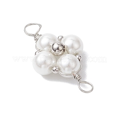 ガラスパール銅線巻きフラワーコネクタチャーム  プラチナ  28x15x7mm  穴：3.7mm&nbsp;PALLOY-JF03048-02
