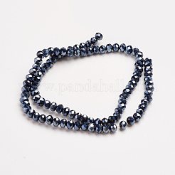 電気メッキガラスビーズセット  多面カット  ロンデル  黒メッキ  3x2mm  穴：1mm  約105~110個/連  29~31cm&nbsp;X-EGLA-D020-3x2mm-35