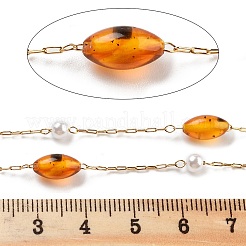 Handmade Amber & CCB Plastic Beaded Chains&nbsp;CHS-P019-12G