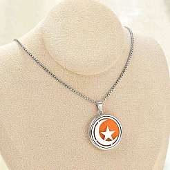 316 Surgical Stainless Steel Aromatherapy Diffuser Perfume Hollow Flat Round Pendant Box Chain Necklaces&nbsp;NJEW-R016-01P-08
