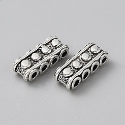 チベット風合金スライドチャーム  長方形  アンティークシルバー  7x17x5mm  穴：2mm&nbsp;FIND-WH0126-600B-AS