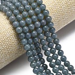 天然石マレーシアジェイドビーズ連売り  染め＆加熱  ラウンド  スレートグレイ  4~4.5mm  穴：0.8mm  約85~88個/連  14.57~14.96インチ（37~38cm）&nbsp;G-L645-C01-4mm-09