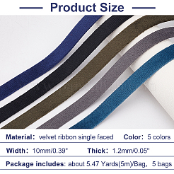 5 Bags 5 Colors Velvet Ribbon&nbsp;OCOR-AR0001-54C