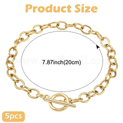 5Pcs 304 Stainless Steel Chain Bracelets&nbsp;BJEW-YW00017-01
