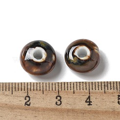 手作りの陶器ビーズ  ロンデル  サドルブラウン  12x7mm  穴：3.3mm&nbsp;PORC-L080-B08