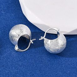 真鍮バッグフープピアス  ニッケルフリー  銀  19x15.5x16mm&nbsp;EJEW-A143-01B-S