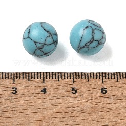 染色された合成ターコイズ球形ビーズ  ラウンド  穴なし/ドリルなし  ターコイズ  12mm&nbsp;GG-CBA391B-02D-02