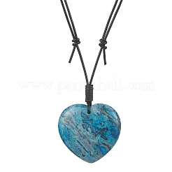 Dyed Natural Blue Crazy Agate Geometric Pendant Adjustable Black Waxed Cotton Cord Necklaces for Women&nbsp;NJEW-JN05475