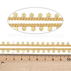 真鍮のカーブチェーン  花の魅力を持ちます  長持ちメッキ  ラックめっき  カドミウムフリー＆鉛フリー  ハンダ付け  スプールで  18KGP本金メッキ  3x3x1.5mm  チャーム：3.5~4x3.5x0.5~1.5mm&nbsp;CHC-P014-01E-G