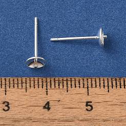 真鍮スタッドイヤリングを見つける  鉛フリー＆カドミウムフリー  ラウンド  925銀メッキ  14x5mm  ピン：12x1mm&nbsp;KK-K383-01C-S