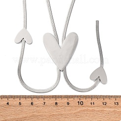 304ステンレススチールハートYネックレス  ステンレス鋼色  24.61インチ（62.5cm）&nbsp;NJEW-R026-30P