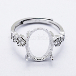 Anti-Tarnish Rhodium Plated 925 Sterling Silver Finger Ring Components&nbsp;STER-G027-04P