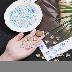 100個のガラスチャーム  蝶  ABカラー  多面カット  クリアAB  11.5x14.5x6mm  穴：1.2mm&nbsp;GLAA-SP0001-66